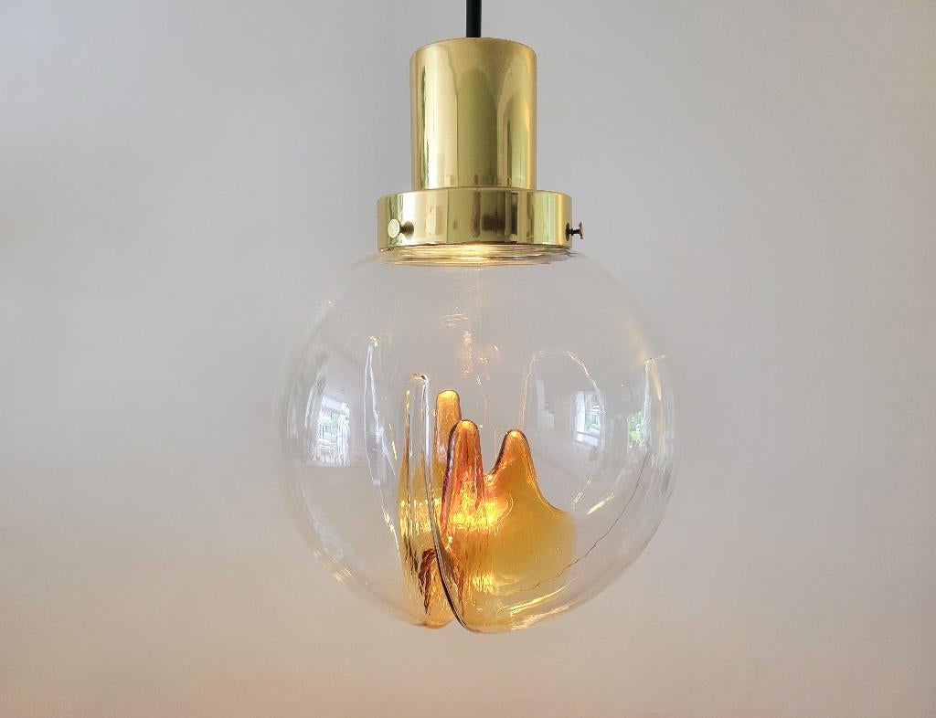 Grote vintage hanglamp in Murano glas van Kaiser Leuchten, Gebruikt, Ophalen of Verzenden, Glas, Nvt