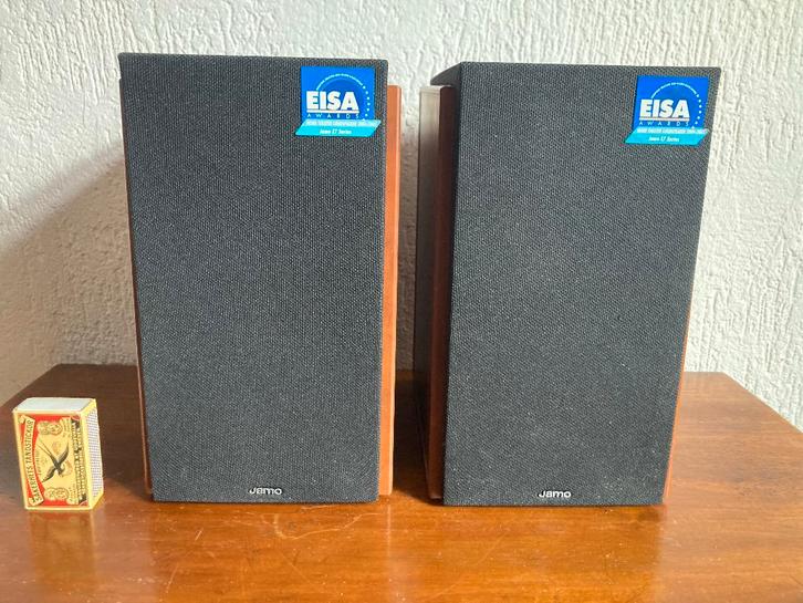 2 Jamo E 700 boekenkast boxjes kleine houtnerf speakers, Audio, Tv en Foto, Luidsprekers, Gebruikt, Front, Rear of Stereo speakers