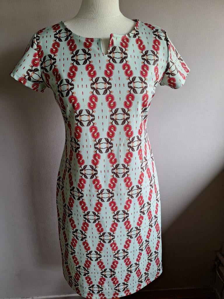 Nieuwe groene stretch jurk print van FOS Amsterdam, maat S, FOS Amsterdam, Nieuw, Ophalen of Verzenden, Maat 36 (S)
