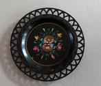 Antiek tolware blik bordje handbeschilderd, Ophalen of Verzenden