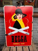 Vintage Belga Emaille Reclamebord - Dame met Hoed, Ophalen