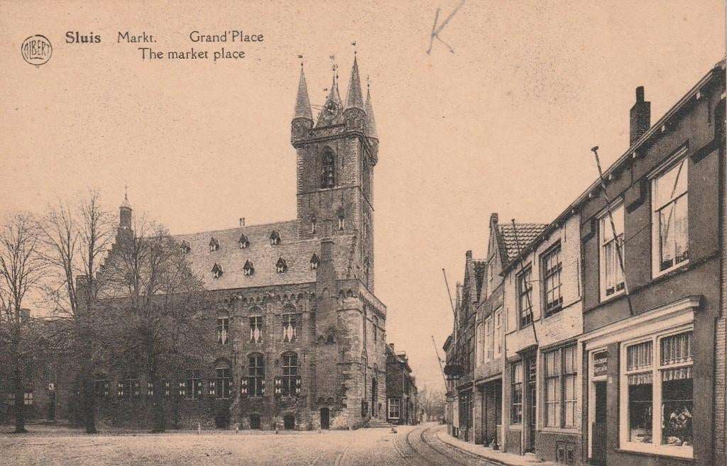 SLUIS Markt Stadhuis, Verzenden, 1920 tot 1940, Ongelopen, Zeeland