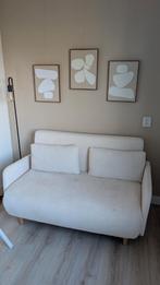 Tweezits bouclé slaapbank – wit, ideaal voor kleine ruimtes, Ophalen, Wit, Tweepersoons, 140 cm