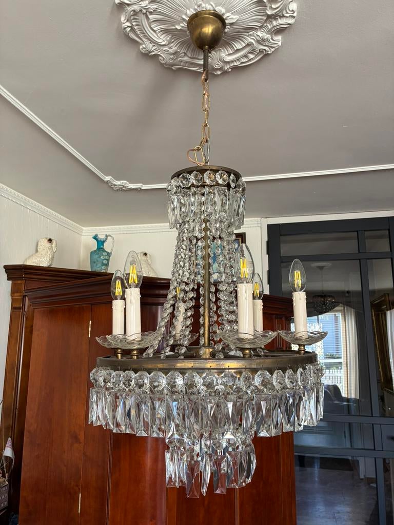 Zeer mooie kroonluchter, Ophalen, Gebruikt, Glas, Antiek