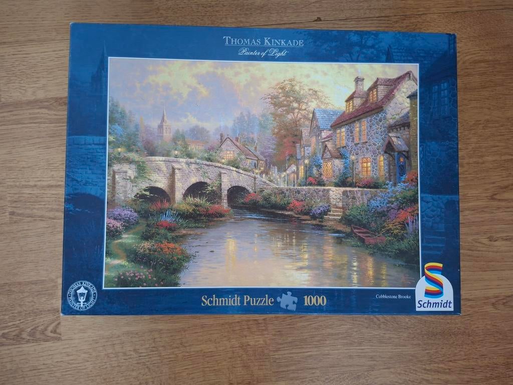 Thomas Kinkade Schmidt puzzel - Cobblestone Brooke 1000 s, Ophalen, 500 t/m 1500 stukjes, Zo goed als nieuw, Legpuzzel