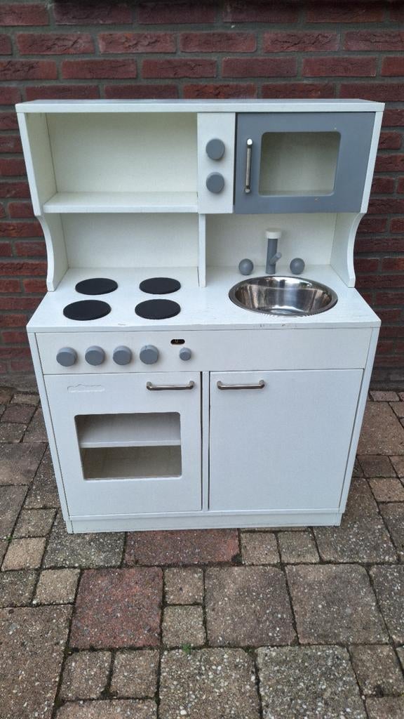 Houten speelkeuken met oven, kookplaat en magnetron, Ophalen, Gebruikt, Hout, Speelkeuken