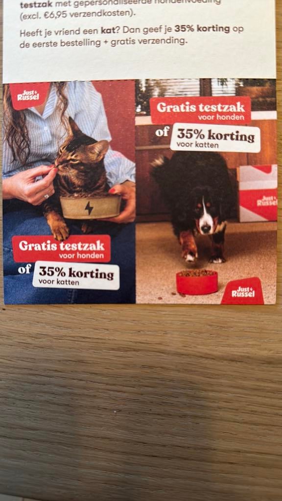 Gratis zak hondenvoer of 35% korting op kattenvoer, Tickets en Kaartjes, Kortingen en Cadeaubonnen, Eén persoon, Kortingsbon