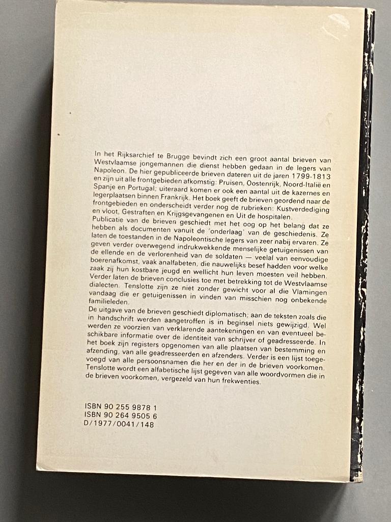 Vlaamse soldatenbrieven uit de Napoliontische tijd, Ophalen of Verzenden, Landmacht, Overige gebieden, Boek of Tijdschrift