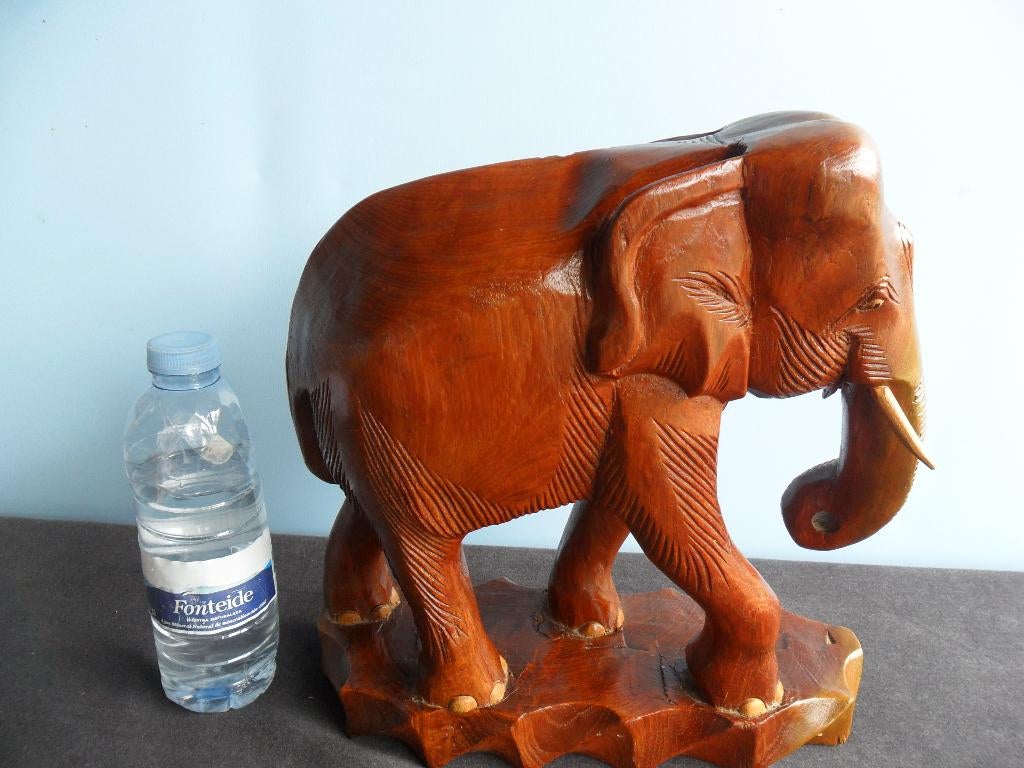 Grote houten olifant handgesneden, Antiek en Kunst, Ophalen of Verzenden