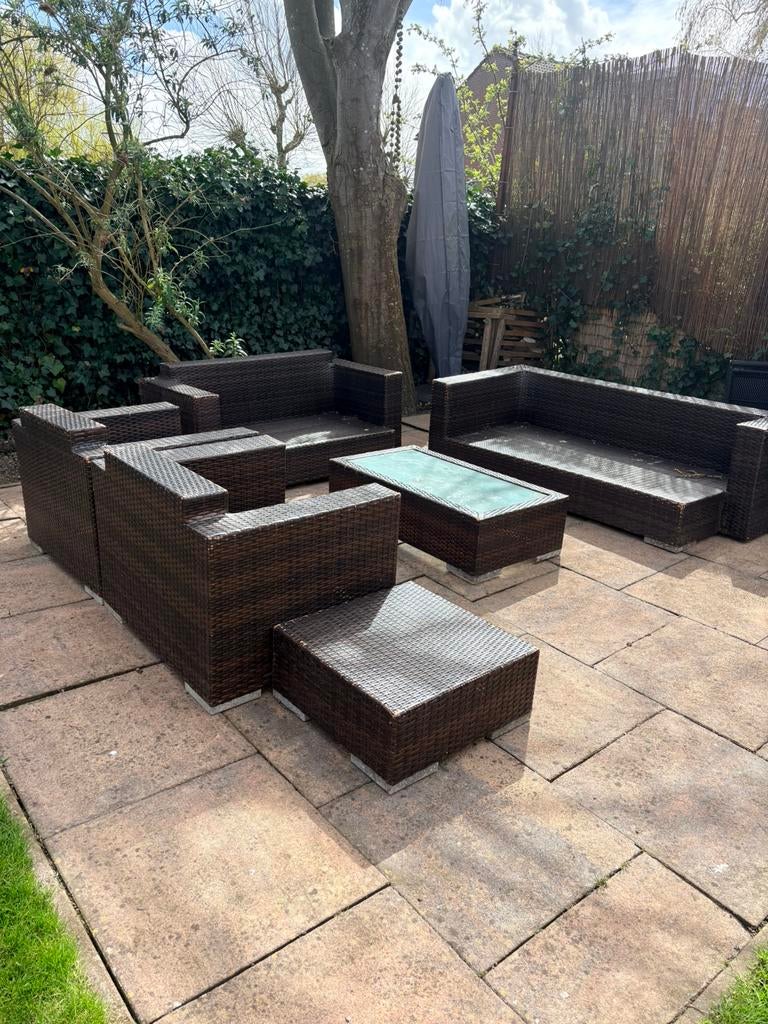 Lounge tuinset compleet, Ophalen, Kunststof, Gebruikt, Meer dan 8 zitplaatsen