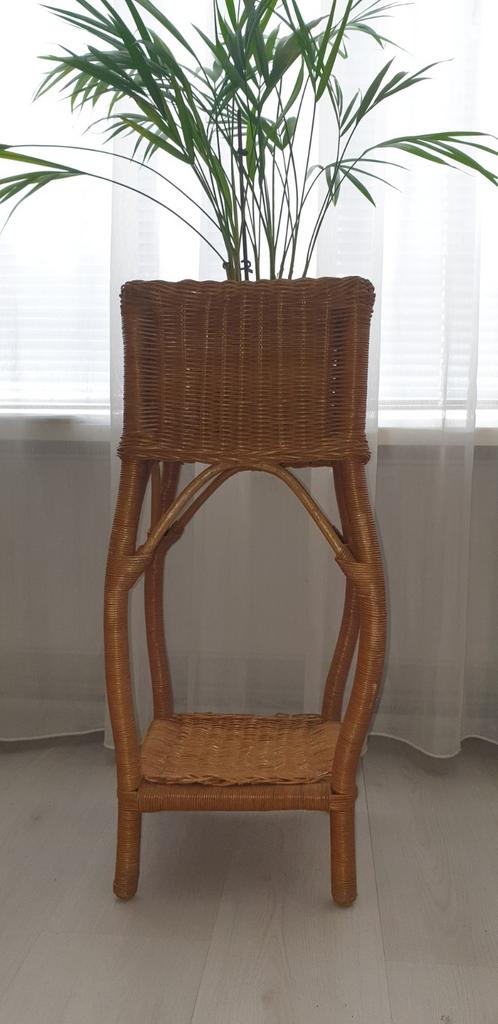 Vintage Rotan plantenzuil, Huis en Inrichting, Ophalen, Halfschaduw, Minder dan 100 cm