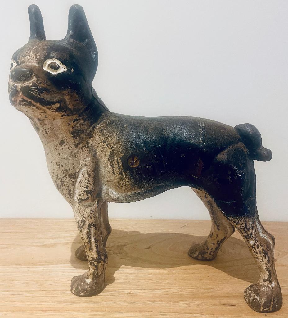 Mid-Century Boston Terrier origineel Patina deurstopper, Meerkleurig, Verzenden, Metaal, Gebruikt
