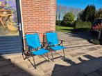 2x Blauwe klapstoelen - Handig en compact, Ophalen of Verzenden, Gebruikt, Metaal, Inklapbaar