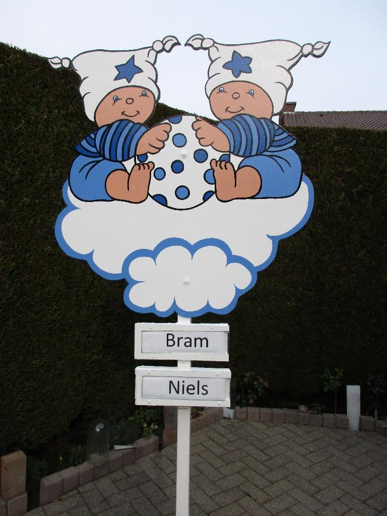 Geboortebord tweeling o.a blauw, unieke keuze de goedkoopste, Kinderen en Baby's, Kraamcadeaus en Geboorteborden, Ophalen, Nieuw