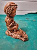 beeld jongen met hond vintage, Ophalen of Verzenden