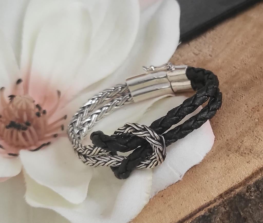 Best to Buddha Katja knot 925Zilver/leer maat 20, Ophalen of Verzenden, Nieuw, Zwart, Zilver