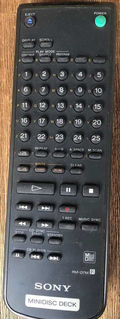ORIGINELE SONY RM-D7M AFSTANDSBEDIENING VOOR MINIDISC DECK, Ophalen of Verzenden, Gebruikt, Origineel