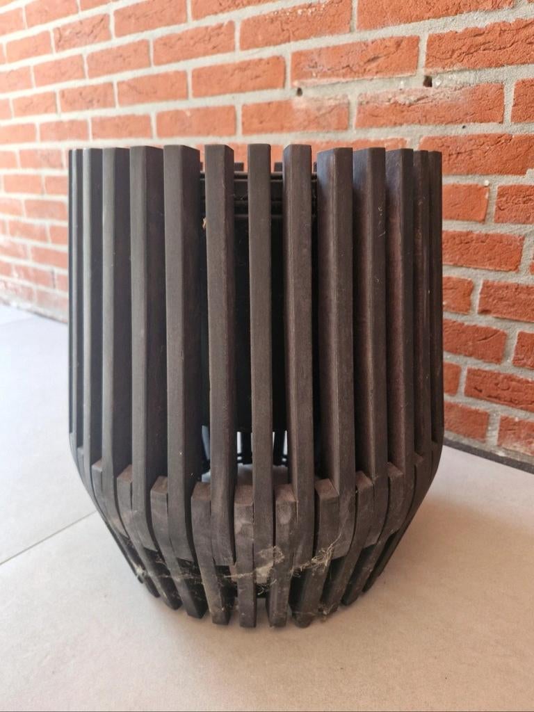 Intratuin latten grote bloempot zwart diameter 39 cm, Tuin en Terras, Ophalen, Minder dan 60 cm, Rond, Zo goed als nieuw