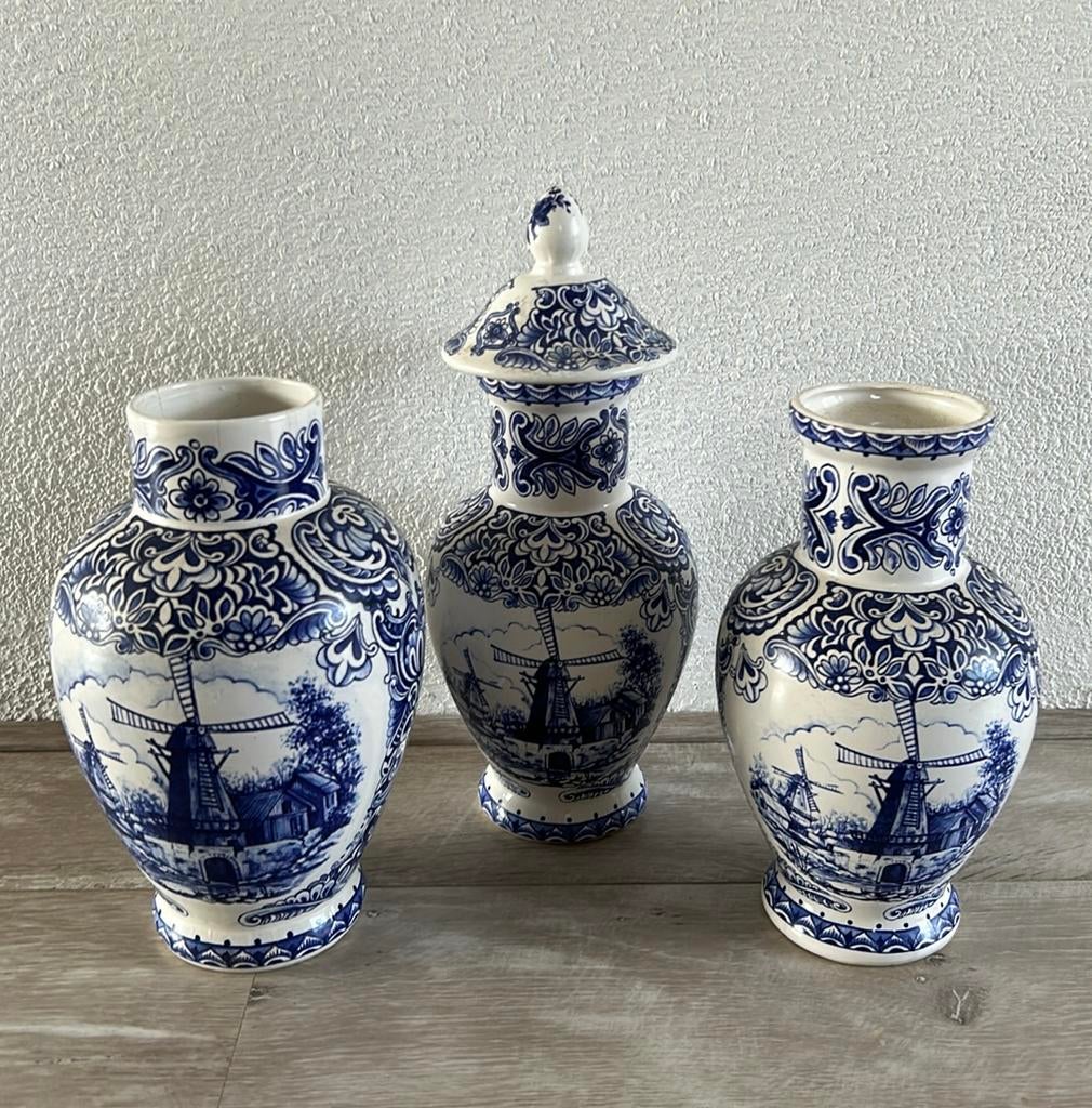Driedelige kaststel van T.Delfts Bleau keramiek, Ophalen of Verzenden