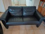 Twee Comfortabele Leren Tweezitsbank - Zwart, Huis en Inrichting, Ophalen, Gebruikt, 150 tot 200 cm, Tweepersoons