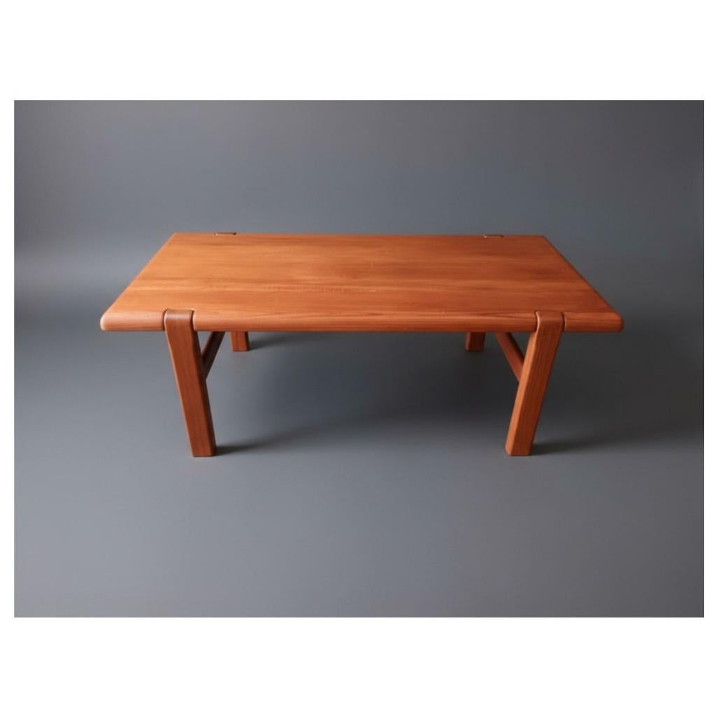 Vintage massieve salontafel in teak, Ophalen, Gebruikt, 100 tot 150 cm, 50 tot 75 cm