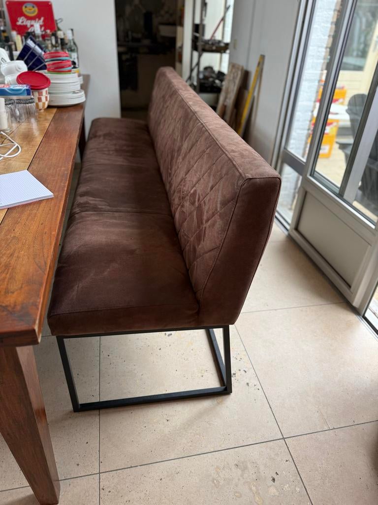 Leren eetkamerbank, Huis en Inrichting, Ophalen, Gebruikt, Minder dan 75 cm, Leer