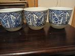 Delfts Blauwe Bloempotten Set van 3, H15xD18, Rond, Ophalen of Verzenden, Zo goed als nieuw, Balkon