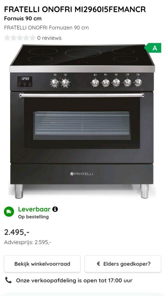 Inductie fornuis 6 pit Fratelli, 60 cm of meer, Nieuw, Ophalen of Verzenden, Vrijstaand