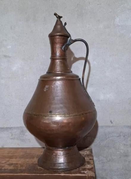 Oude antieke Ottomaanse koperen ketel kan Turkse vogel, Antiek en Kunst, Antiek | Koper en Brons, Ophalen of Verzenden, Koper