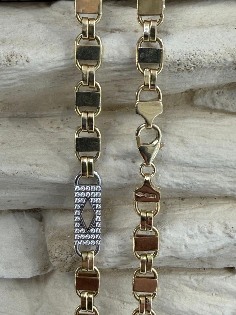 Gouden Platte Koningsketting 14kt, Sieraden, Tassen en Uiterlijk, Kettingen, Www.bredajuwelier.nl, Nieuw, Ophalen of Verzenden