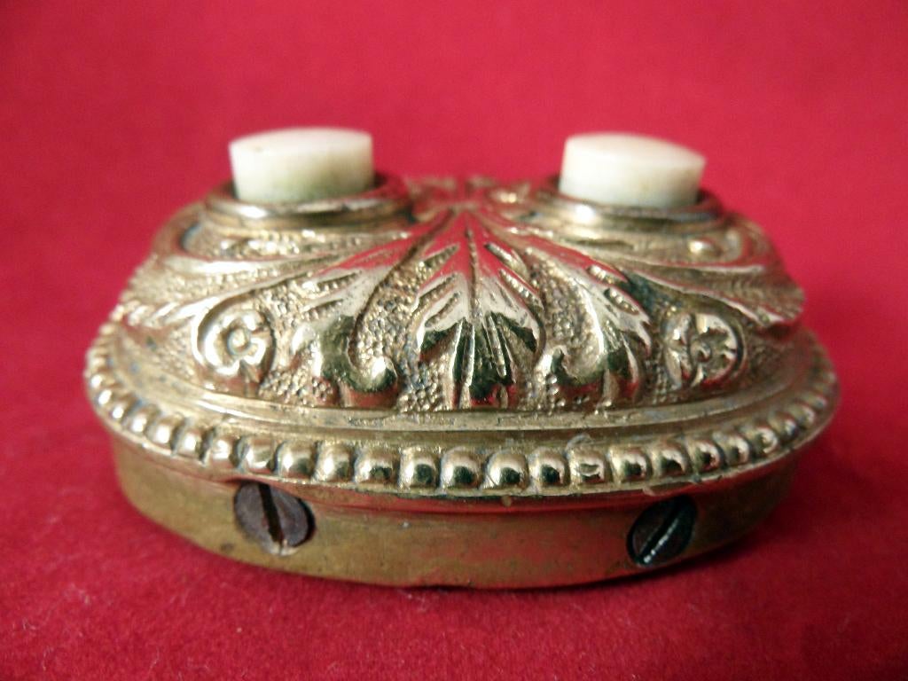 Bureau-bel, bediende-bel, 2 bellen in messing, eind 19e eeuw, Antiek en Kunst, Antiek | Koper en Brons, Ophalen of Verzenden, Brons