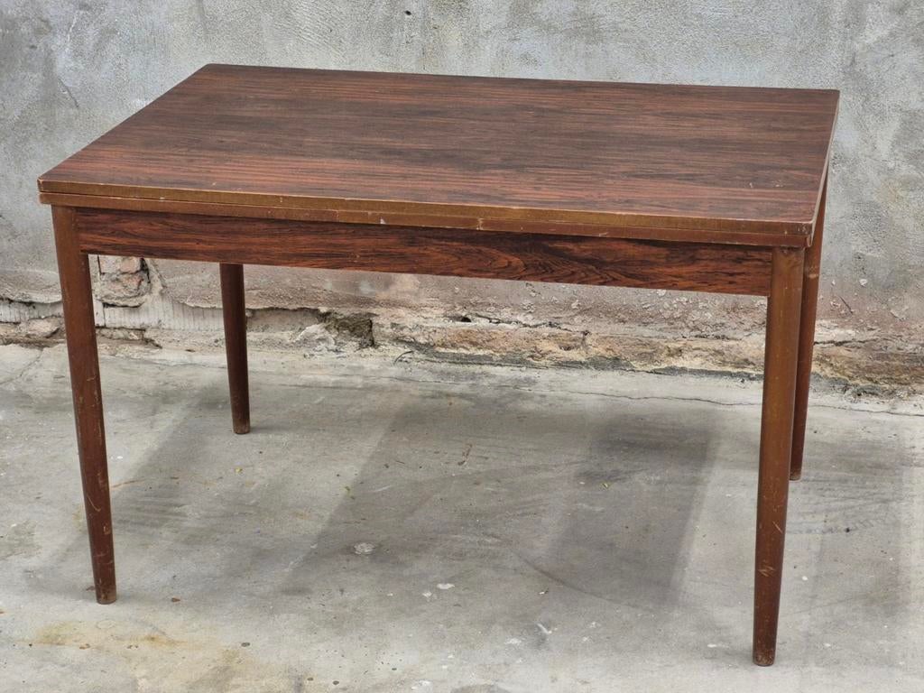 Retro Vintage palissander uitschuifbare tafel jaren 60, Ophalen, Gebruikt, 100 tot 150 cm, 50 tot 100 cm