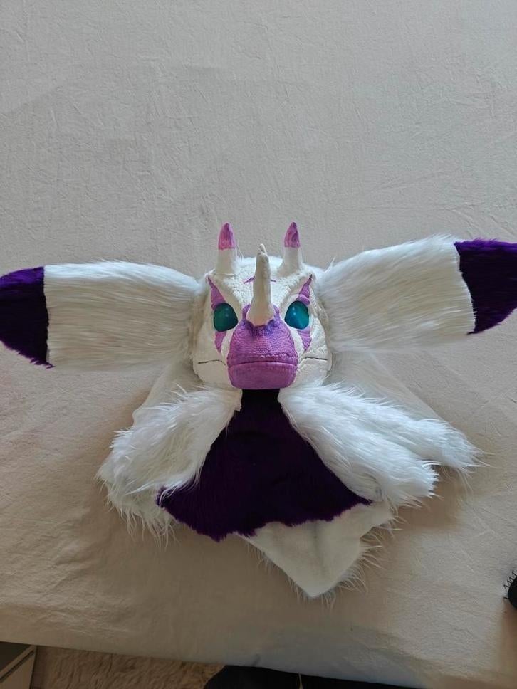 Dino masker gefurred met oren en horens, Ophalen of Verzenden, Nieuw, Accessoires