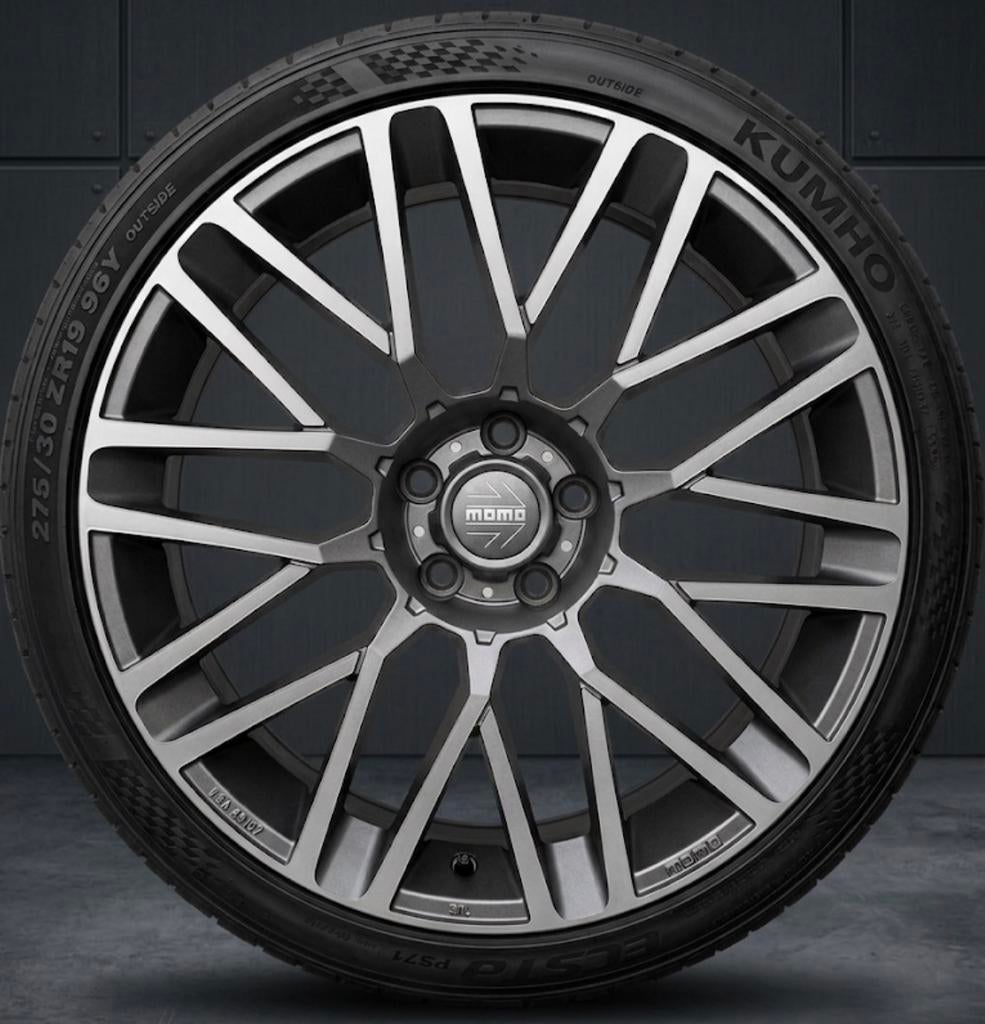 ✅ 19” Breedset Momo Velgen + Nieuwstaat zomerbanden 5x112, 19 inch, Banden en Velgen, Ophalen of Verzenden, Personenwagen