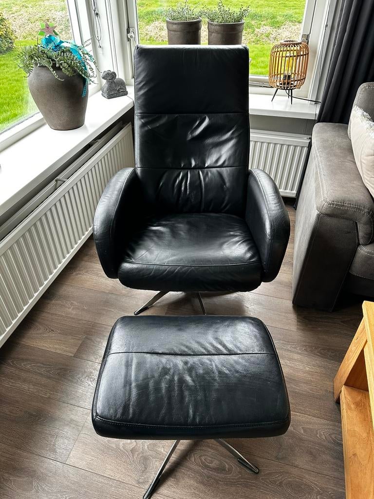 Hjort Knudsen lederen relaxfauteuil, Huis en Inrichting, Ophalen, Zo goed als nieuw, 50 tot 75 cm, Leer