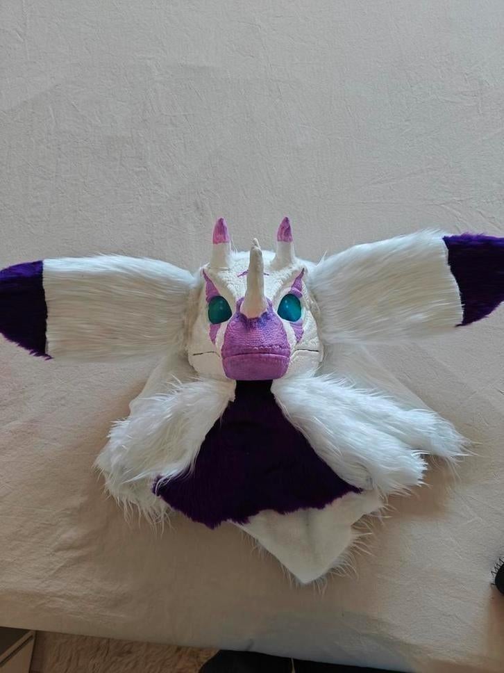 Dino masker gefurred met oren en horens, Ophalen of Verzenden, Nieuw, Accessoires