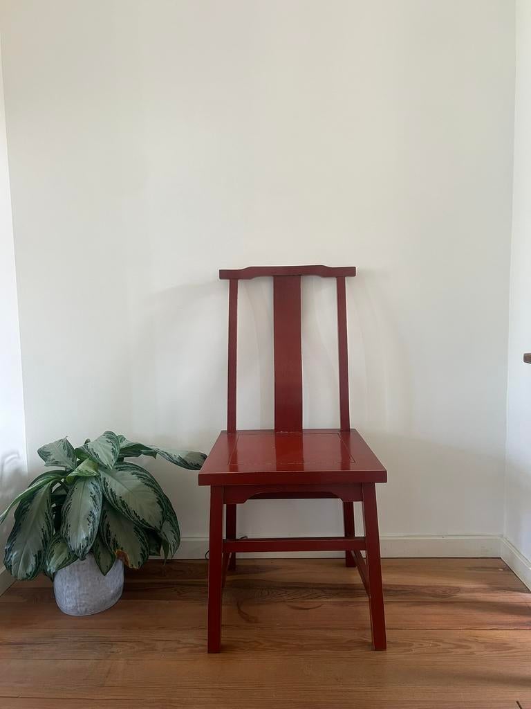 Set van 4 rode stoelen - Chinese vintage style, Antiek en Kunst, Antiek | Meubels | Stoelen en Banken, Ophalen