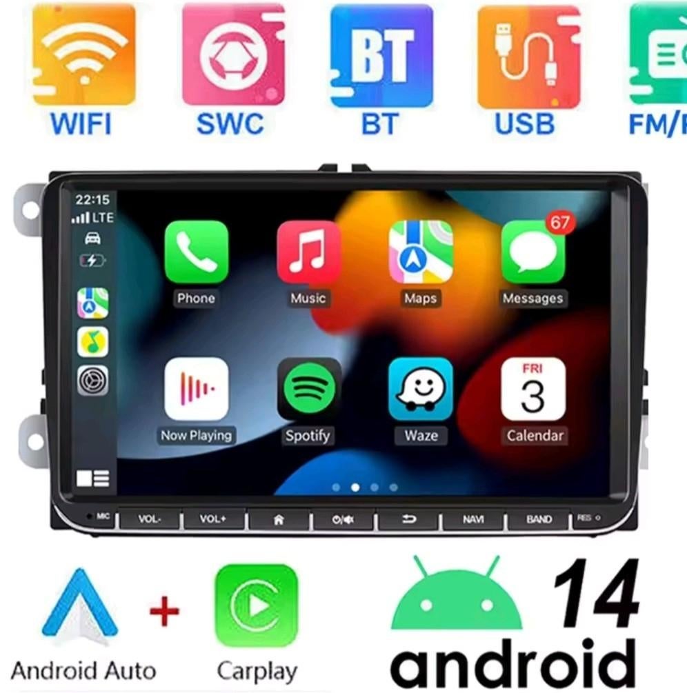 VW 2 Din Android Radio carplay + android auto, Ophalen of Verzenden, Nieuw