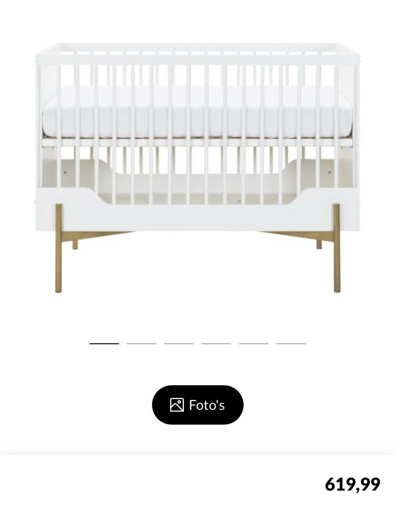 Kidsmill Boutique Babybed Wit Brass 60x120cm & commode, Kinderen en Baby's, Babywiegjes en Ledikanten, Ophalen, Zo goed als nieuw