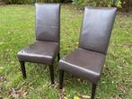2 Bruine leren stoelen te koop, Ophalen, Gebruikt, Twee, Bruin