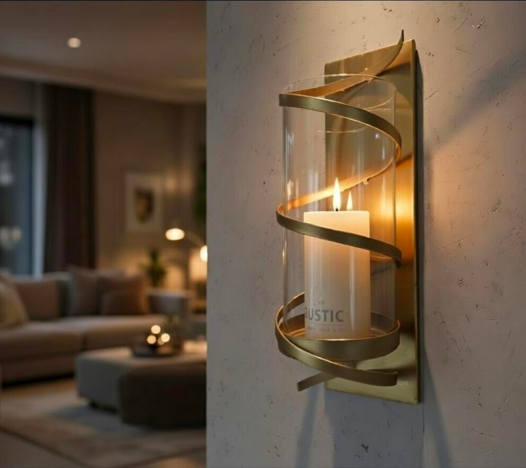 PTMD Haylie Wand Windlicht Messingkleur Glas - Decoratie, Overige materialen, Overige kleuren, 25 tot 50 cm, .