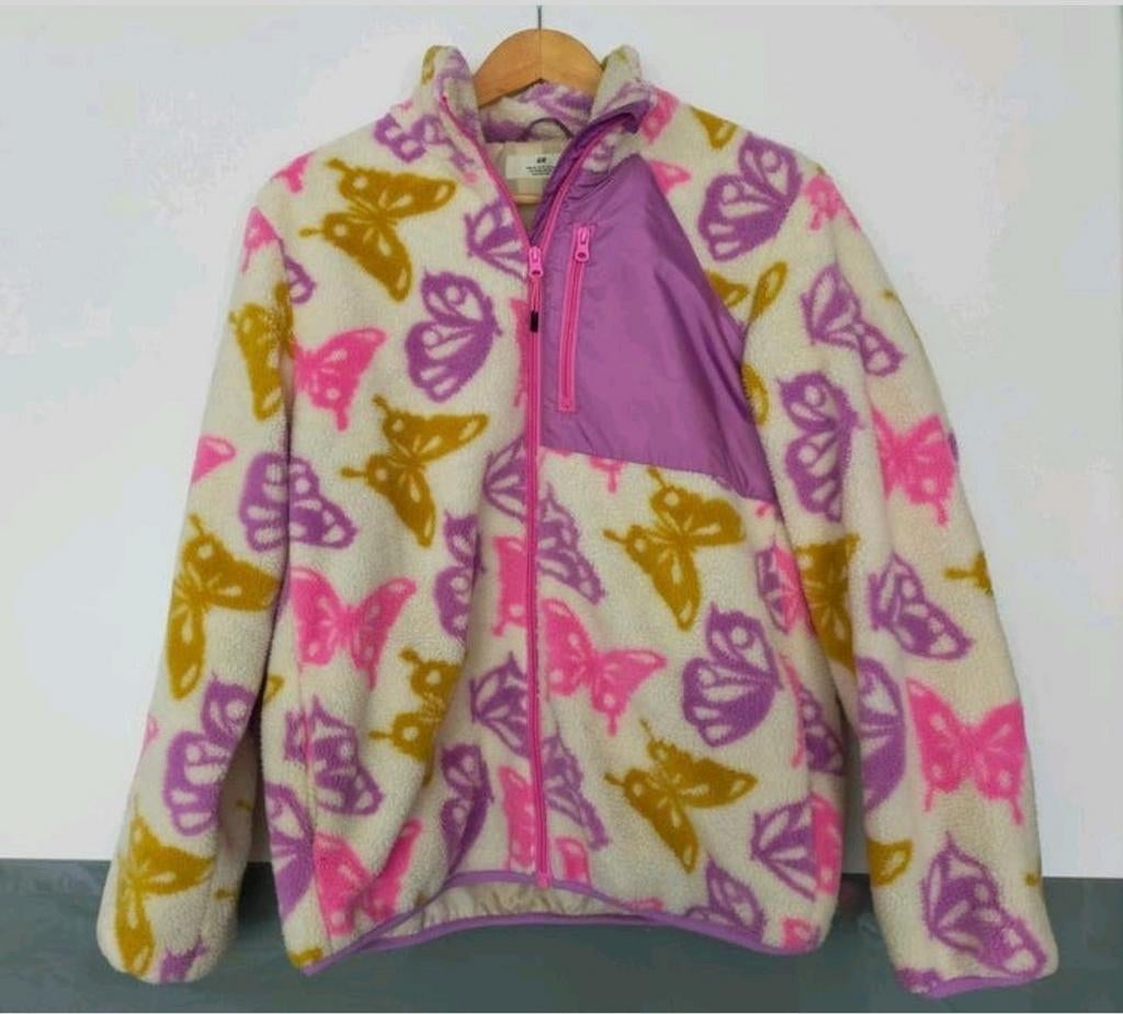 Zgan! Heerlijk teddy vest met vlinders van H&M! Mt 170, Kinderen en Baby's, Kinderkleding | Maat 170, Meisje, Trui of Vest, H&M