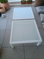 Salontafels wit metaal met melkglas, Ophalen, 50 tot 100 cm, Rond, 50 tot 100 cm