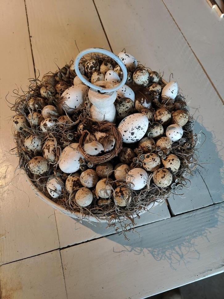 Paasdecoratie op brocante schaal  Ø 28 cm, Huis en Inrichting, Woonaccessoires | Etagères, Gebruikt, Ophalen