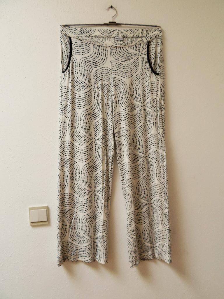 F21 MAICAZZ broek wijde pijpen ivoor wit zwart L 42/44, Wit, Maat 42/44 (L), Ophalen of Verzenden, Lang