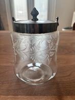 Antieke glazen pot met zilveren deksel, Antiek en Kunst, Antiek | Glas en Kristal, Ophalen
