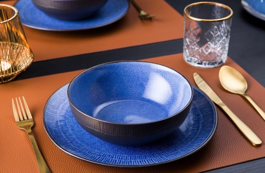 Nieuwe VIBE 18-delige Serviesset – Blauw – Ongebruikt, Ophalen, Keramiek, Nieuw, Effen