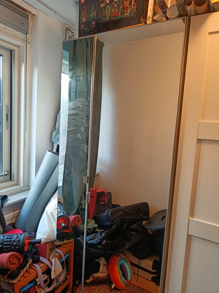 Witte IKEA PAX kast met spiegeldeuren + los element, Huis en Inrichting, Kasten | Kledingkasten, Ophalen, Met deur(en), Gebruikt