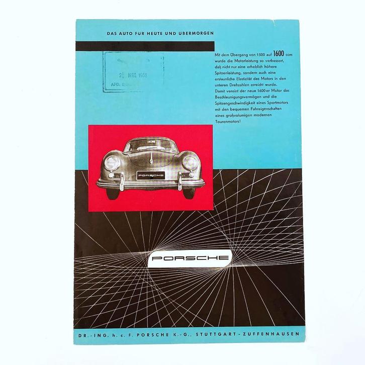1956 brochure voor Porsche 356 A, 356 Carrera & 550 Spyder, Boeken, Auto's | Folders en Tijdschriften, Gelezen, Porsche, Verzenden