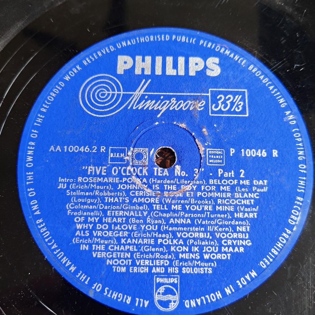 Philips Minigroove 33 1/3 - Five O'Clock Tea No. 3, Ophalen of Verzenden, Voor 1960, Gebruikt, 10 inch